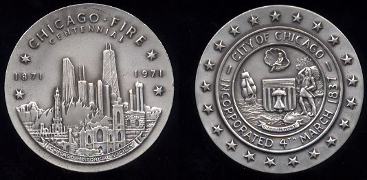 Chicago Fire Centennial Medal 4.8Oz silver round