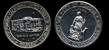 1975 City of Pomona, California Centennial Commemorative Silver Art Round