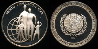 1974 United Nations World Population Medal Franklin Mint.925 Silver,24.6 grams