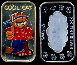 ST-234EN #2  Enameled Garfield "Cool Cat" Silver Art bar