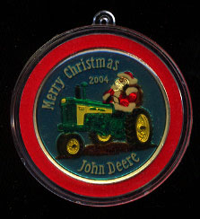 2004 Santa on a John Deere Tractor Enameled Round