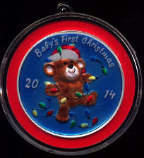 Baby's First Christmas Teddy Bear 2014 Enameled Round
