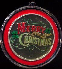 Merry Christmas in Red and Yellow 2014 Enameled Round