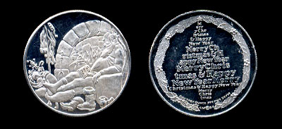 1984 Crown Mint Santa Claus Resting Silver Art Round