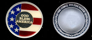 God Bless America Enameled Silvertowne's Patriotic Silver Round
