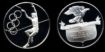 Proof 1972 Olympic Gymnast Postmasters of America No. 25 Silver Art Round