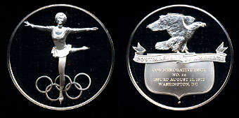 Proof 1972 Olympic Ballerina Postmasters of America No. 24 Silver Art Round