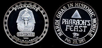 Proof 1985 Pharaoh's Feast Mardi Gras Silver Art Round