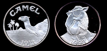 1993 Joe Camel Round Choice Frosted Proof Silver Round