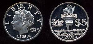 Liberty Dollar 2003 One half ounce silver round