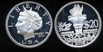 Liberty Dollar 2005 One Ounce Silver Round