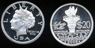 Liberty Dollar 2006 One Ounce Silver Round