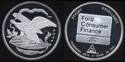 1991 Ford Consumer Finance Teamwork Gets It Done In 1991 5 Oz Silver Round
