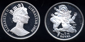 2000 Royal Mint Cherubs silver round