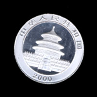 Reverse 2000 China Silver Panda 10 yuan Coin