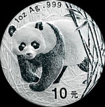 2001 Unc China Silver Panda 10 yuan Coin