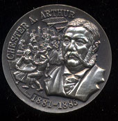 Chester A Arthur 1881-1885 High Relief Wittnauer SS Medal
