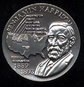 Benjamin Harrison High Relief Wittnauer SS Medal