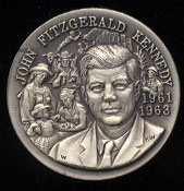 John F Kennedy High Relief Wittnauer SS Medal