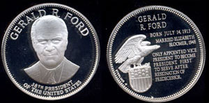 Gerald Ford 38th President 39mm Sterling Silver Round