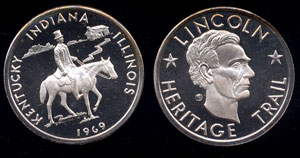 1969 Lincoln Heritage Trail 1oz Silver Round
