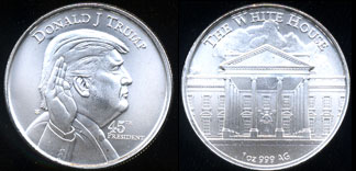 45th President Donald J Trump 1oz .999 Fine Silver Round