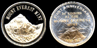 1974 Mount Everest Mint One Troy Ounce Round