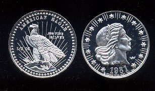 World Wide Mint 1981 American Eagle  1/2 Troy Ounce  silver round