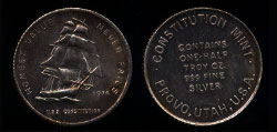 Constitution Mint 1974 U.S.S. Constitution - 1 "Honest Value Never Fails" Silver Round
