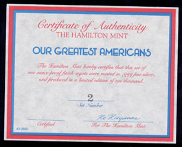 COA for Greatest Americans Series