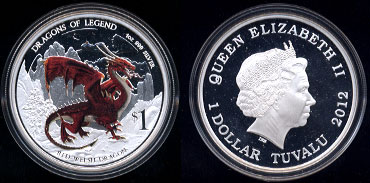 Red Welsh Dragon Silver Round