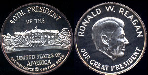 Ronald Reagan California President Silver Round