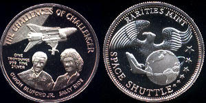 Rarietes Mint Space Shuttle Silver Round Set 4 Troy Ounces of 99.9% Fine Silver Set # 000066 1985 Silver Round Set