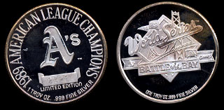 1989 World Series American League Championships A's Silver Round