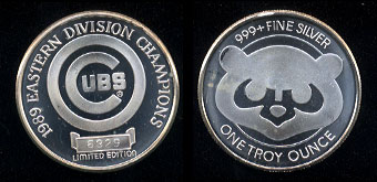 Chicago Cubs 1989 Eastern Division Champions Limited Edition #6329 Silver Round