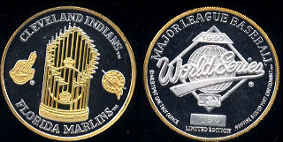Cleveland Indians vs Florida Marlins 1997 World Series SN#190 (With Gold Plating) Silver Round