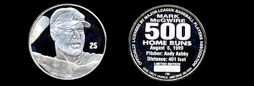 Mark McGwire 500 Home Runs Silver Round
