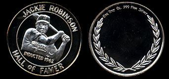 Jackie Robinson 1962 Hall of Famer Silver Round