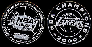 NBA Finals 2000 Lakers 1oz Silver Round