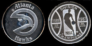 Atlanta Hawks NBA Division Champions (1986-1987) Silver Round