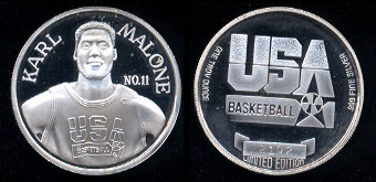 Karl Malone #11 USA Basketball Limited Edition Silver Round