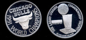 Chicago Bulls 1991 World Champions Silver Round