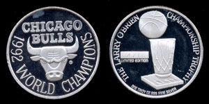 Chicago Bulls 1992 World Champions Silver Round