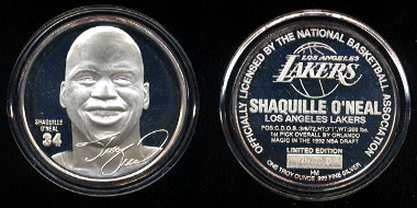 Shaquille O'Neal Silver Round with box and COA #0703