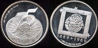 75th Rose Bowl Centennial 1989 Silver Round