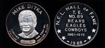 Mike Ditka No. 89 NFL Hall Of Fame - 1988 1961 - 1972 Silver Round