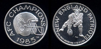 New England Patriots 1985 AFC Champions Silver Round