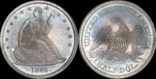 Liberty Liberty Seated Half Dollar Variety 1 Resumed Half Dollar  Variety 1 Resumed, 1856-1866