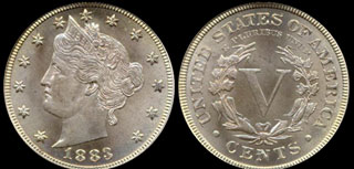 Liberty Head (V Nickel) 5 Cents 1883 With Cents