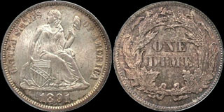 Seated Liberty Dime Variety 4 Resumed 1875-1891